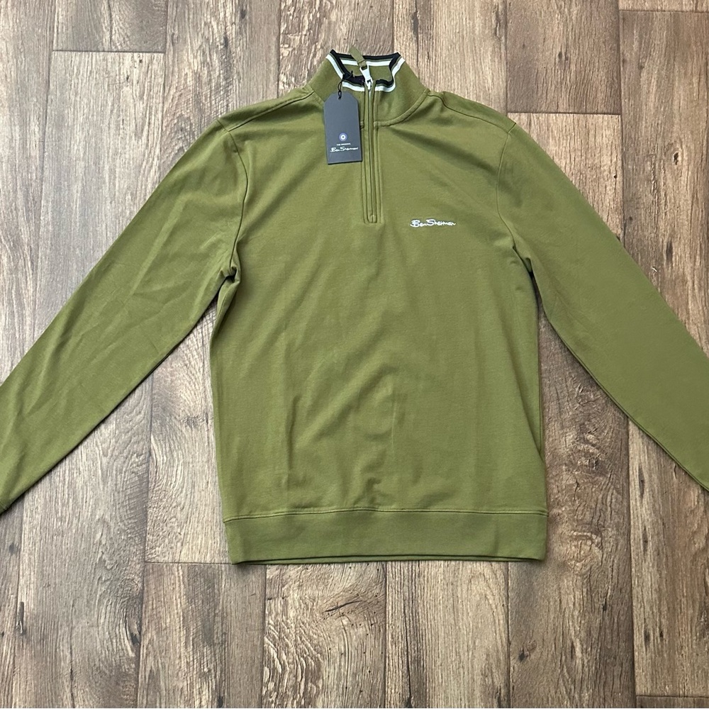 ben sherman cotton long sleeve sweater mens size S winter moss green